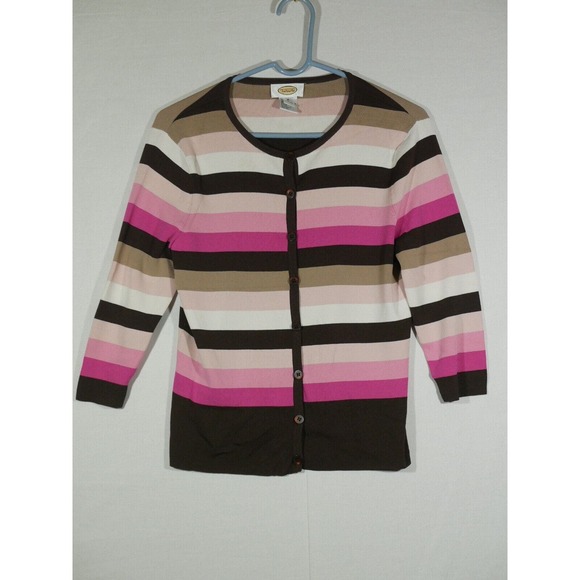 VTG Talbots Multicolor Neapolitan Striped Button Down Top Size M - Picture 1 of 9